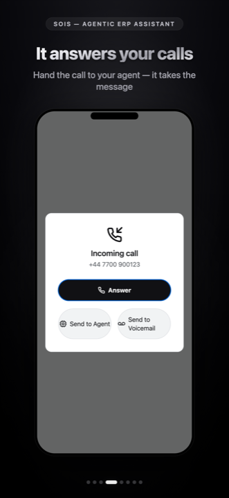 Sois answering an incoming call and handing it to the agent