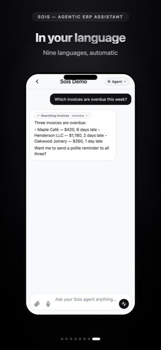A Sois chat: the agent finding overdue invoices